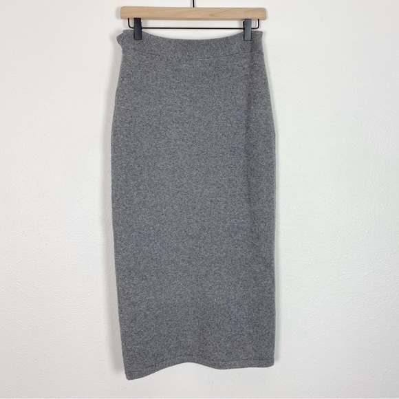 NWT Polo Ralph Lauren Cashmere Wrap Midi Skirt Heather Gray Washable Size Small - Picture 7 of 9